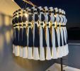 Large Modern Black & White Macrame Chandelier, Handmade Boho Ceiling Decor, Statement Fiber Art Lighting | Macrame Wall Hanging in Wall Hangings by RavaTapestryArt