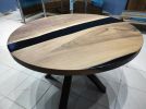 Custom 48" Diameter, Round Walnut Wood, Black Epoxy Dining | Dining Table in Tables by LuxuryEpoxyFurniture. Item composed of wood & synthetic