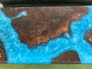 Claro Walnut Burl Resin River Coffee Table | Tables by Carlberg Design. Item composed of walnut & steel compatible with mid century modern and modern style