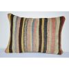 Vintage Striped Simple Kilim Pillow, Bohemian Kilim Pillow | Cushion in Pillows by Vintage Pillows Store. Item composed of cotton