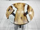Custom Order 28" Diameter, Round Olive Wood, Clear Epoxy | Dining Table in Tables by LuxuryEpoxyFurniture. Item composed of wood and synthetic