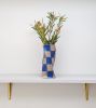 Blue Check Twist Vase | Vases & Vessels by Rosie Gore. Item composed of ceramic