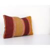 Turkish Lumbar Pillow Cover, Orange Wool Sofa Rug Cushion, A | Pillows by Vintage Pillows Store