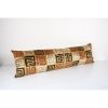 Silk Ikat Velvet Pillow, Extra Long Gold Silk Ikat Lumbar Cu | Cushion in Pillows by Vintage Pillows Store