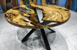 Live edge Round epoxy Table,Olive Clear epoxy Table,live | Dining Table in Tables by LuxuryEpoxyFurniture. Item made of wood with synthetic