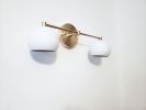 2-Light Vanity Mirror Sconce - Brushed Brass & White | Sconces by Retro Steam Works. Item composed of metal