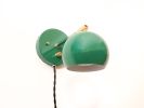 Pivoting Head Bedside Reading Wall Light, Green and Gold | Sconces by Retro Steam Works. Item composed of fabric and metal in mid century modern style