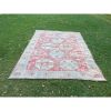 Vintage Distressed Oushak Rug With Pastel Colors | Area Rug in Rugs by Vintage Pillows Store. Item made of cotton with fiber