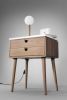 Bedside Table with Two Drawers and on Top Carrara Marble | Tables by Manuel Barrera Habitables. Item composed of oak wood
