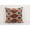 Set of Two Ikat Velvet Pillow, Pair Silk Ikat Cushion | Pillows by Vintage Pillows Store. Item composed of cotton