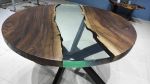 Custom 44" Diameter, Round Walnut Wood, Clear Epoxy Dining | Dining Table in Tables by LuxuryEpoxyFurniture. Item made of wood & synthetic