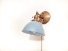Adjustable Bedside Reading Wall Light - Antique Brass & Sage | Sconces by Retro Steam Works. Item composed of fabric and brass in mid century modern style