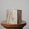 Cream & Tawny Brown Hair-On-Hide Leather Single Tissue Box Cover | Toiletry in Storage by Vantage Design