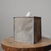 Truffle Brown Hair-On-Hide Leather Single Tissue Box Cover | Toiletry in Storage by Vantage Design