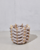 (M) Hull Basket in Arora Grey Vegan Suede | Storage Basket in Storage by Knots Studio. Item composed of wood and fabric