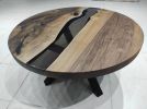 Custom 36" Diameter, Round Walnut Wood, Smoke Epoxy Dining | Dining Table in Tables by LuxuryEpoxyFurniture. Item made of wood with synthetic