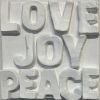 Love Joy Peace 4" x 4" | Mixed Media in Paintings by Emeline Tate. Item composed of canvas and synthetic