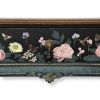 Hand-Painted Peony Console Table, Narrow Blue-Green Entryway Table, Solid Wood Botanical Furniture | Tables by Birds and Gardens Inc
