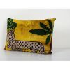 Tiger Design Gold Ikat Velvet Pillow, Animal Printed Floral | Cushion in Pillows by Vintage Pillows Store