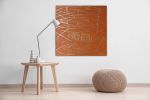 Terracotta Fish  Wall Art Gold Line Painting | Oil And Acrylic Painting in Paintings by Berezart. Item made of canvas compatible with boho and minimalism style