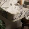 Calacatta Viola Marble Sink with Backsplash- 32'' | Water Fixtures by AYMARBLEDESIGN LLC