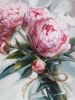 Peony flowers oil painting original art canvas, Romantic | Oil And Acrylic Painting in Paintings by Natart. Item composed of canvas and synthetic in contemporary style