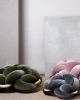(L) Olive Green Velvet Knot Floor Cushion | Pouf in Pillows by Knots Studio. Item made of wood with fabric