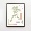 Botanical Collage Print in Pastel colors with Abstract | Prints in Paintings by Capricorn Press. Item made of paper works with boho & minimalism style