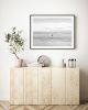 Black & white beach photography print, 'Monochrome Swimmer' | Photography by PappasBland. Item composed of paper in minimalism or contemporary style
