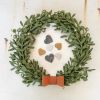 Green felt floral wreath - handmade modern home decor. 1 pc. | Wall Sculpture in Wall Hangings by DecoMundo Home. Item made of fabric & leather compatible with minimalism and country & farmhouse style