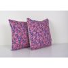 Old Pink Uzbek Trade Cloth Pillow, Pair Vintage Floral Rolle | Cushion in Pillows by Vintage Pillows Store