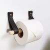 Toilet Paper Holder Kit [V'ed End] | Hook in Hardware by Keyaiira | leather + fiber | Artist Studio in Santa Rosa. Item made of leather