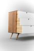 Mid Century Dresser with 3 Drawer in White | Storage by Manuel Barrera Habitables. Item composed of walnut