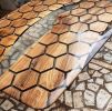 Luxury Custom Order Clear Epoxy Resin Hexagon Honeycomb | Dining Table in Tables by LuxuryEpoxyFurniture. Item composed of wood and synthetic