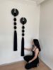 Black Velvet Tassel Wall Hanging, Fiber Wall Decor, Large Beaded Wall Tapestry, Macrame Wall Hanging | Wall Hangings by İnanç Yılmaz