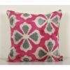 Handloom Pink Ikat Velvet Pillow - Square Floral Uzbek Silk | Sham in Linens & Bedding by Vintage Pillows Store. Item composed of cotton
