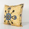Suzani Ethnic Square Yellow Pillow Case Fashioned from a Mid | Cushion in Pillows by Vintage Pillows Store