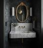 Hand-Carved Fluted Carrara Marble Wall-Mount Sink with Backsplash | Water Fixtures by AYMARBLEDESIGN LLC