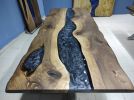 Live Edge Epoxy Resin Table - Epoxy Resin Dining Table | Tables by LuxuryEpoxyFurniture. Item composed of wood & synthetic