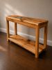 Handcrafted Solid White Oak Wood Console Table with Turquoise Epoxy Inlay | Tables by Pelican State Woodworks