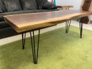 Live Edge Black Walnut Coffee Table with Steel Hairpin Legs | Tables by Carlberg Design. Item composed of walnut & steel compatible with minimalism and country & farmhouse style