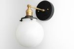 Opal Globe Sconce - Bathroom Lighting - Model No. 1077 | Sconces by Peared Creation. Item composed of brass