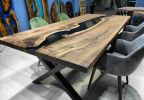 Custom Order Walnut Wood Design Smoke Epoxy Dining Table | Tables by LuxuryEpoxyFurniture. Item composed of wood & synthetic