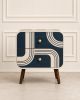 Handmade Art Deco Bone Inlay Nightstand Chic Bedside Table, Brass Knobs, Walnut Legs | Storage by IKKAZA