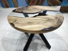 Custom Order Diameter Transparent Walnut Clear Round Epoxy | Dining Table in Tables by LuxuryEpoxyFurniture. Item composed of wood and synthetic