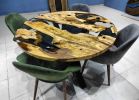 Custom 52" Diameter, Round Olive Wood, Clear Epoxy Dining | Dining Table in Tables by LuxuryEpoxyFurniture. Item composed of wood and synthetic