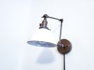 2-Arm Swing Sconce, Dark Bronze & White, Bedside Reading | Sconces by Retro Steam Works