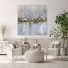 Gray Neutral Blue Large Wall Art Canvas Abstract Painting | Oil And Acrylic Painting in Paintings by Berez Art. Item composed of canvas in contemporary style