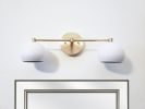 2-Light Vanity Mirror Sconce - Brushed Brass & White | Sconces by Retro Steam Works. Item composed of metal