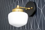 Schoolhouse Sconce - Opal Globe Wall Sconce - Model No. 7321 | Sconces by Peared Creation. Item made of brass